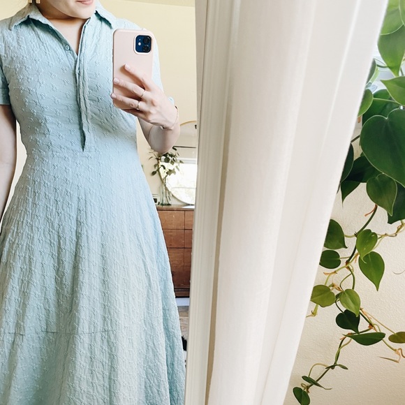 Gal meets glam for Anthropologie | Judith eyelet tie sleeves blue midi dress 🌸 - Picture 3 of 11
